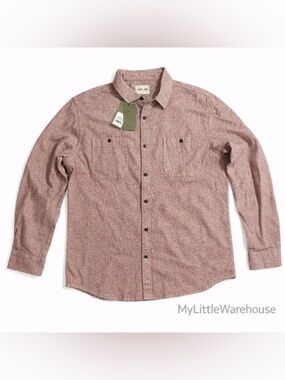 Goodfellow Co Mens Button Down Shirt Small Burgundy Cotton Standard Fit NWT